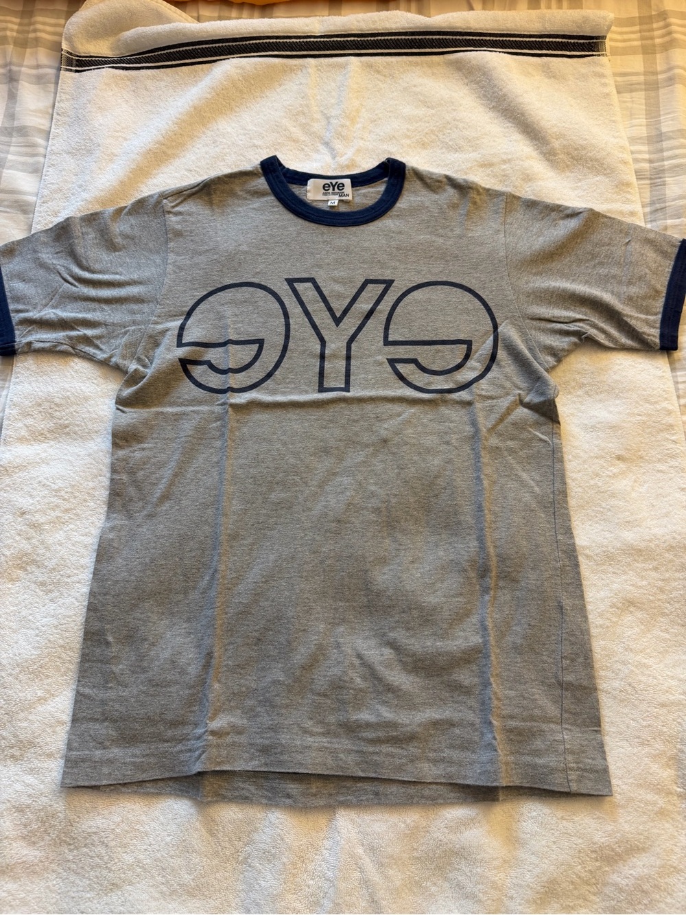 Comme des Garcons eYe Grey Tee with Navy Trim